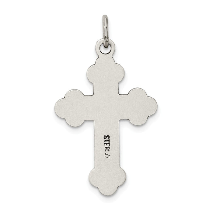 Million Charms 925 Sterling Silver Antiqued Budded Relgious Cross Pendant