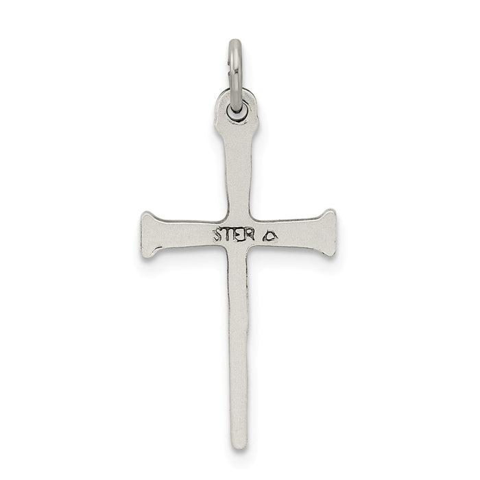 Million Charms 925 Sterling Silver Antiqued Nail Relgious Cross Pendant