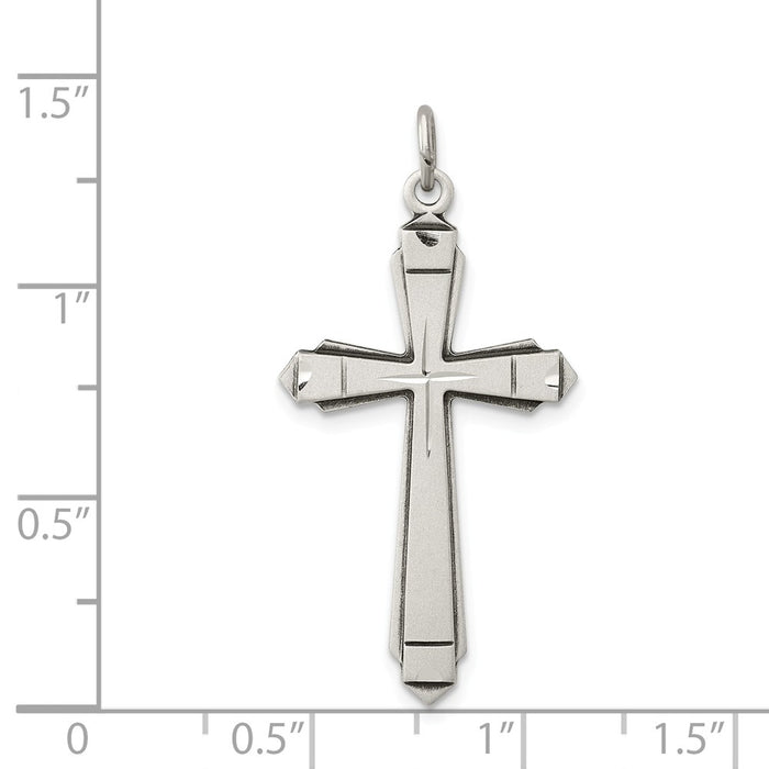 Million Charms 925 Sterling Silver Satin Relgious Cross Pendant