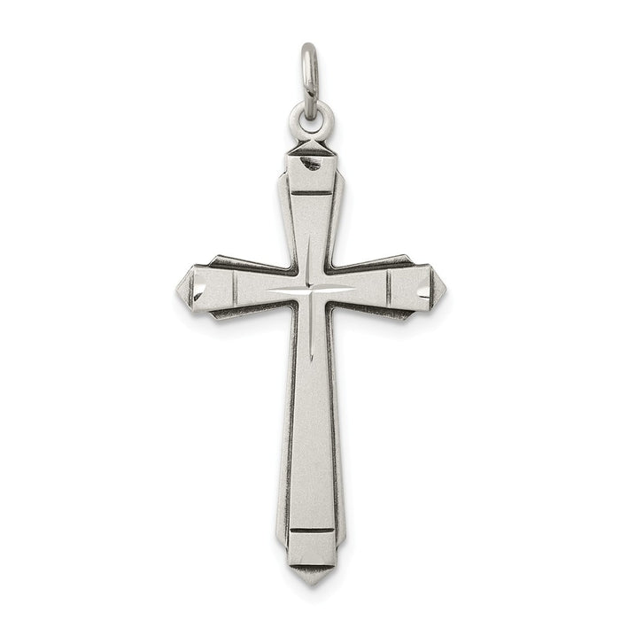 Million Charms 925 Sterling Silver Satin Relgious Cross Pendant