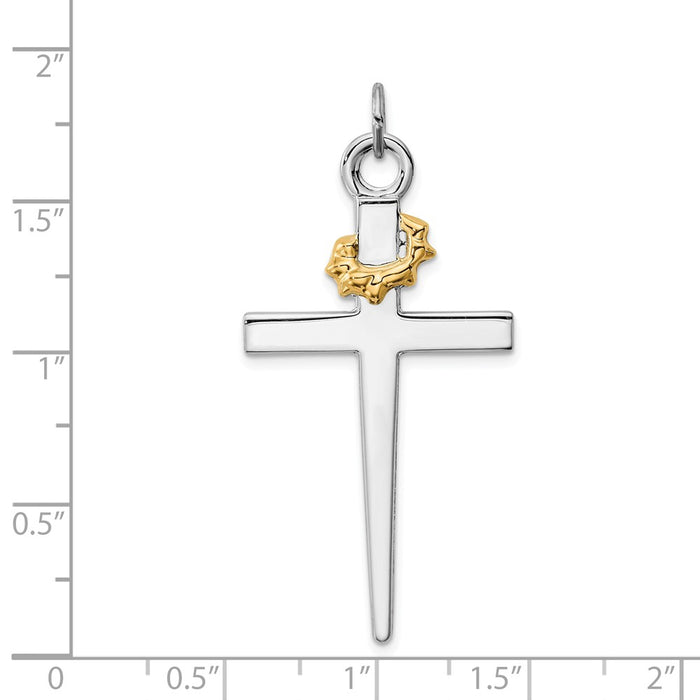 Million Charms 925 Sterling Silver Rhodium-Plated & 18K Gold-Plated Relgious Cross Pendant