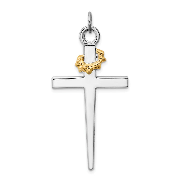 Million Charms 925 Sterling Silver Rhodium-Plated & 18K Gold-Plated Relgious Cross Pendant