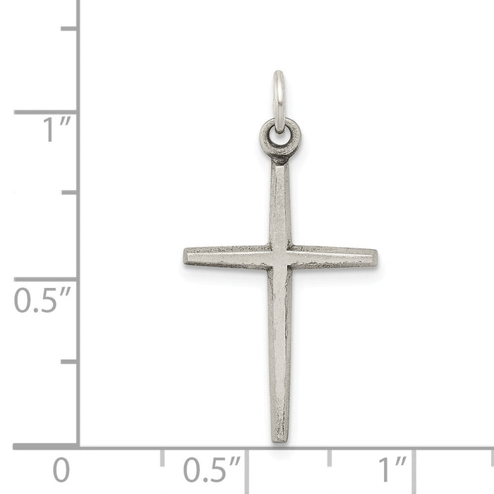 Million Charms 925 Sterling Silver Antiqued Passion Relgious Cross Charm