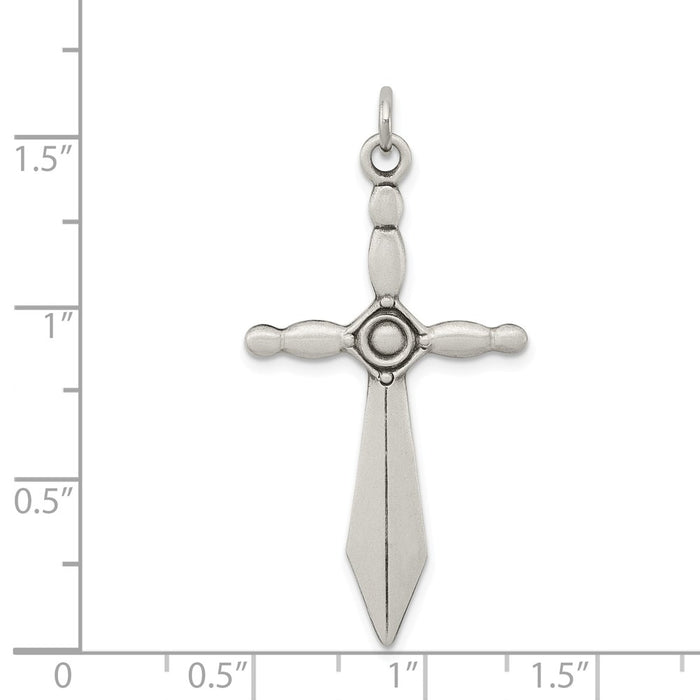 Million Charms 925 Sterling Silver Sword Relgious Cross Pendant