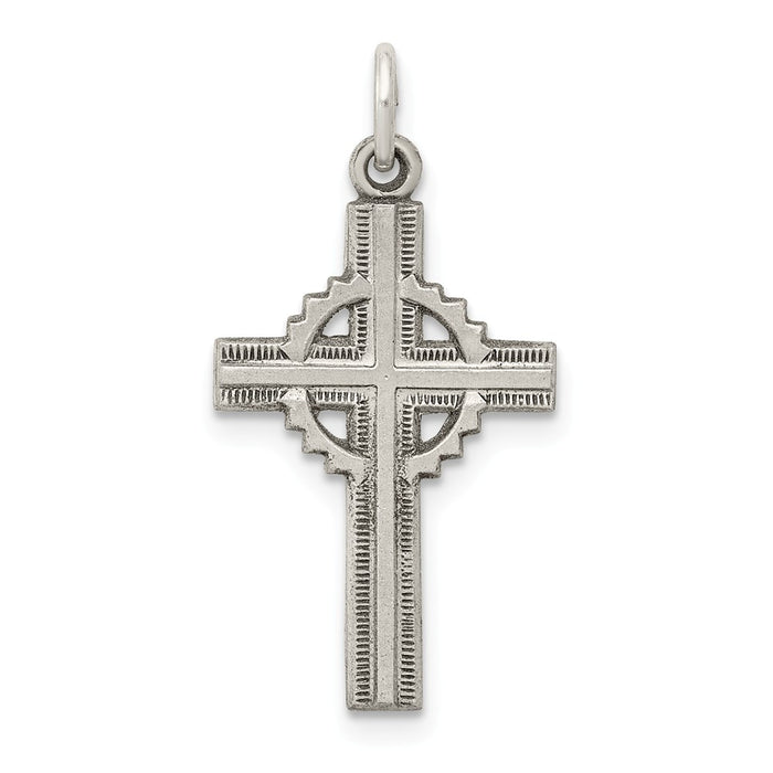 Million Charms 925 Sterling Silver Antiqued Celtic Relgious Cross Pendant