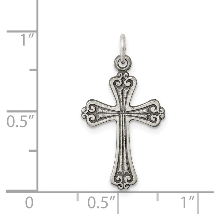 Million Charms 925 Sterling Silver Antiqued Relgious Cross Charm