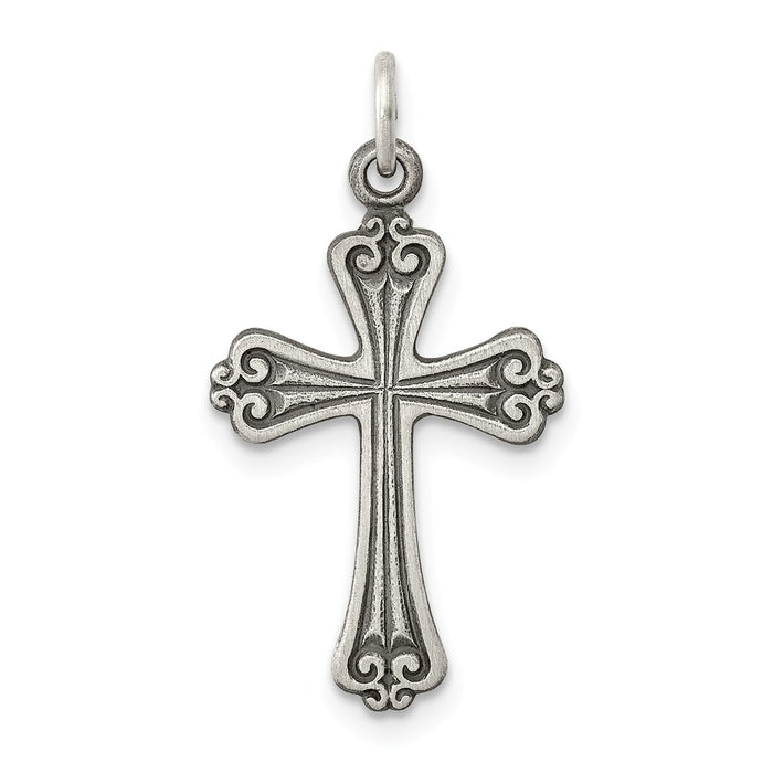 Million Charms 925 Sterling Silver Antiqued Relgious Cross Charm