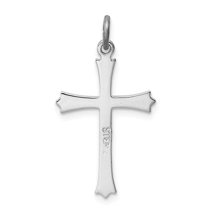 Million Charms 925 Sterling Silver Rhodium-Plated Fleur De Lis Relgious Cross Charm