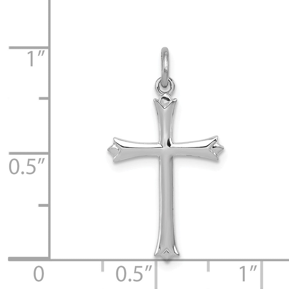Million Charms 925 Sterling Silver Rhodium-Plated Fleur De Lis Relgious Cross Charm