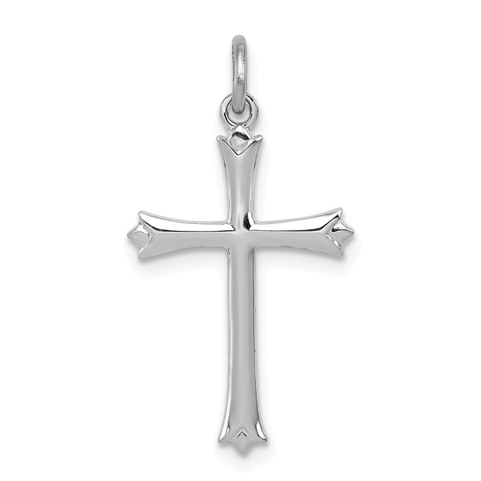 Million Charms 925 Sterling Silver Rhodium-Plated Fleur De Lis Relgious Cross Charm