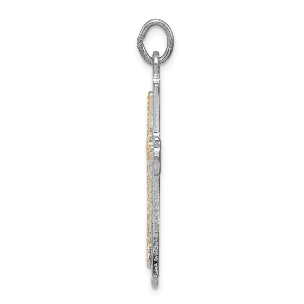 Million Charms 925 Sterling Silver Rhodium-Plated & Gold-Plated Relgious Cross Pendant