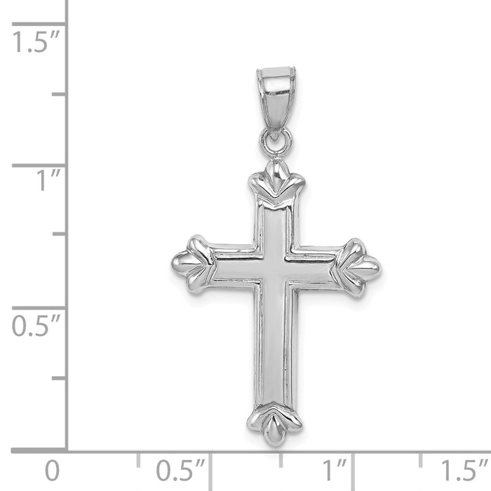 Million Charms 925 Sterling Silver Rhodium-Plated Fleur-De-Lis Relgious Cross Pendant