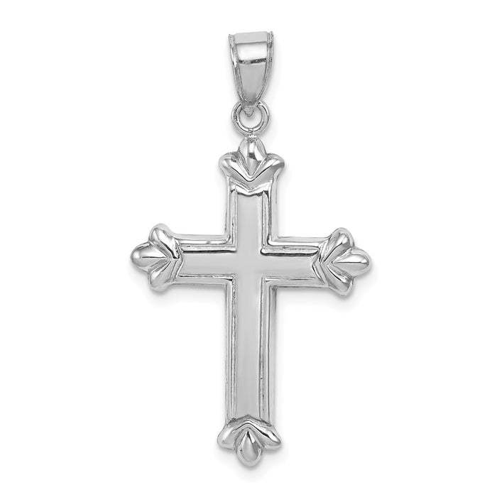 Million Charms 925 Sterling Silver Rhodium-Plated Fleur-De-Lis Relgious Cross Pendant