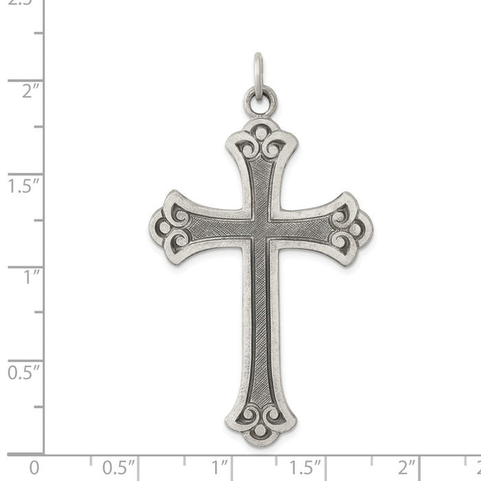 Million Charms 925 Sterling Silver Antiqued Relgious Cross Pendant