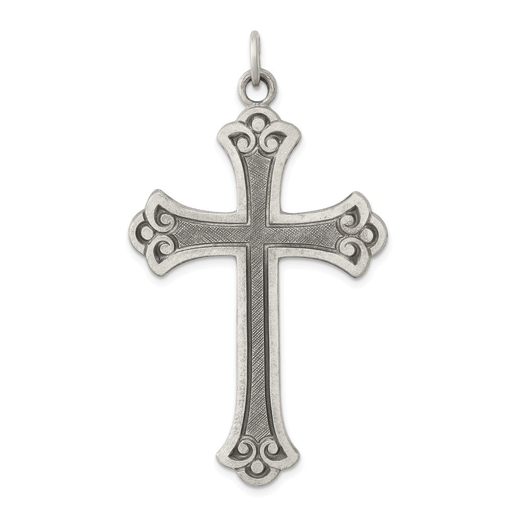 Million Charms 925 Sterling Silver Antiqued Relgious Cross Pendant