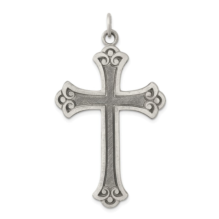 Million Charms 925 Sterling Silver Antiqued Relgious Cross Pendant