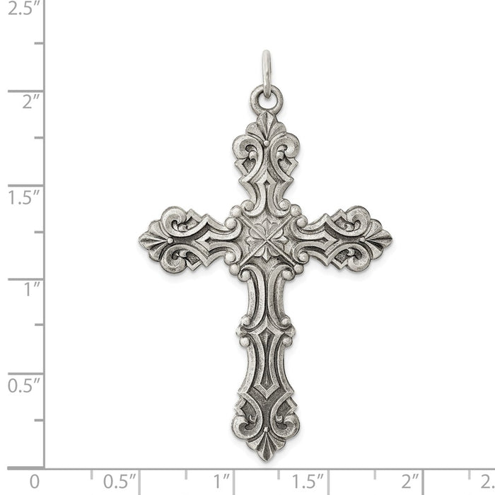 Million Charms 925 Sterling Silver Antiqued Relgious Cross Pendant