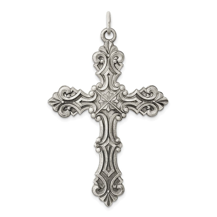 Million Charms 925 Sterling Silver Antiqued Relgious Cross Pendant