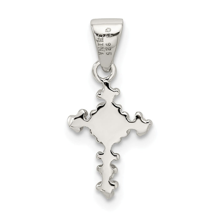 Million Charms 925 Sterling Silver Rhodium-Plated (Cubic Zirconia) CZ Relgious Cross Pendant