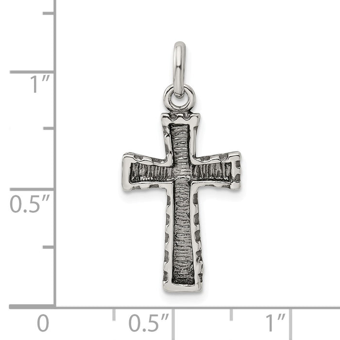 Million Charms 925 Sterling Silver Antiqued Relgious Cross Pendant