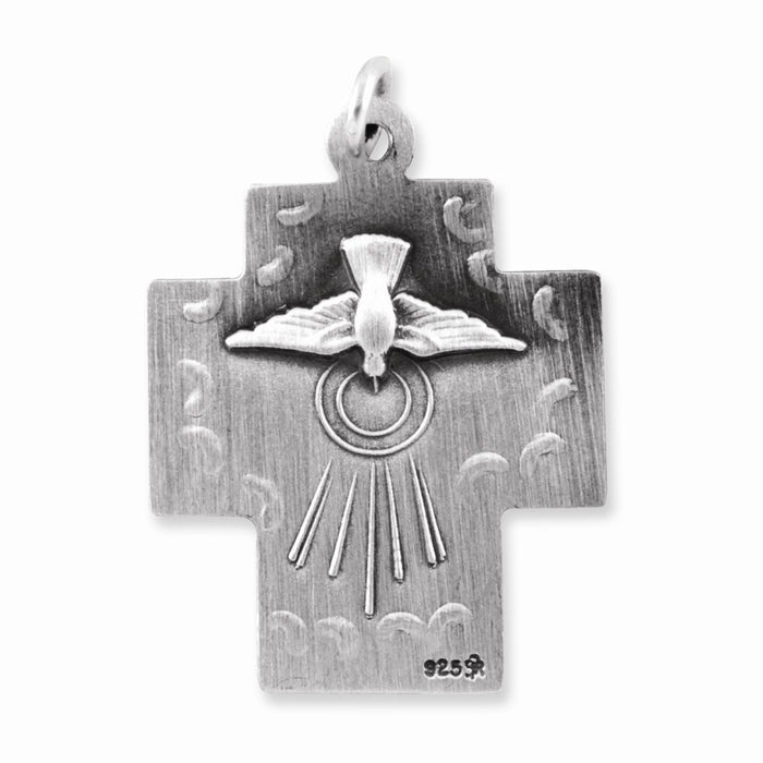 Million Charms 925 Sterling Silver Antiqued Alpha Omega Relgious Cross Pendant