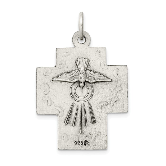 Million Charms 925 Sterling Silver Antiqued Alpha Omega Relgious Cross Pendant