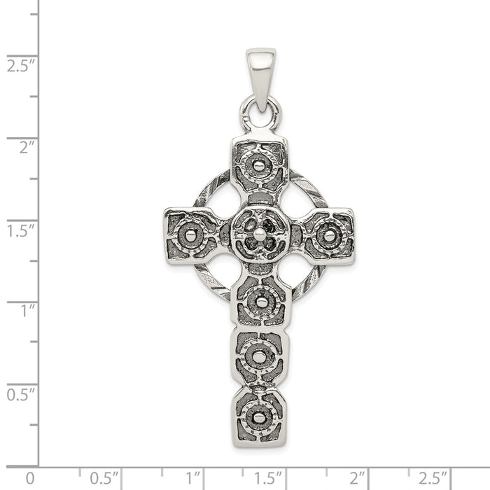 Million Charms 925 Sterling Silver Antiqued Celtic Relgious Cross Pendant