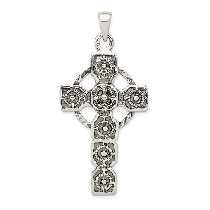 Million Charms 925 Sterling Silver Antiqued Celtic Relgious Cross Pendant