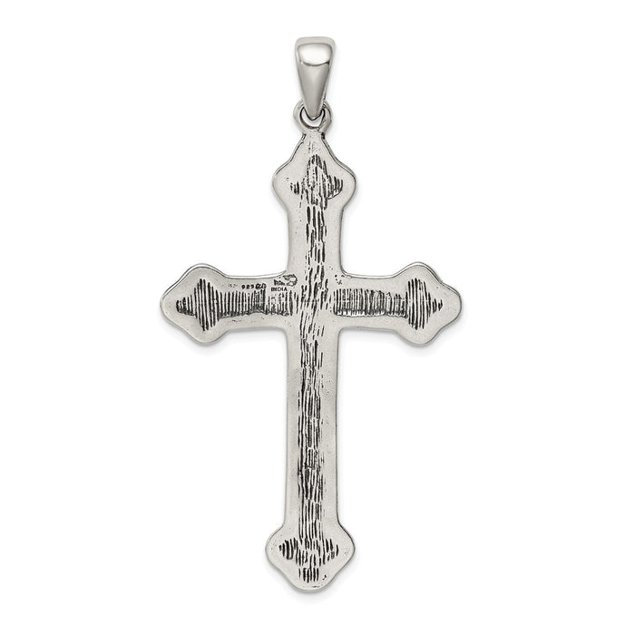 Million Charms 925 Sterling Silver Antiqued Thorn Relgious Cross Pendant