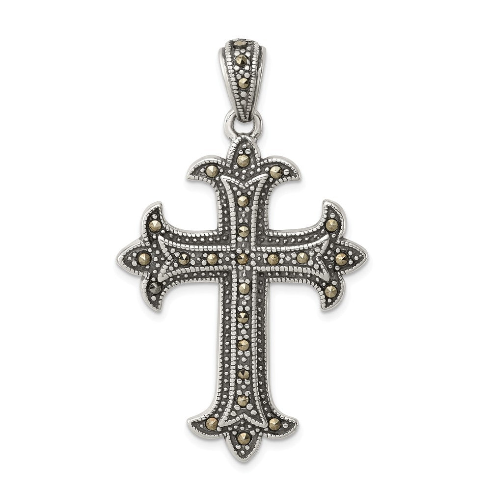 Million Charms 925 Sterling Silver Marcasite Relgious Cross Pendant