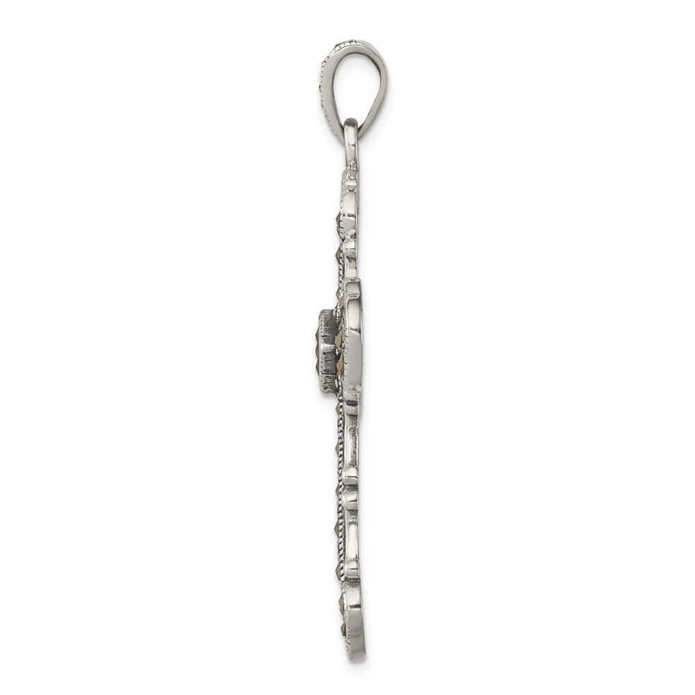 Million Charms 925 Sterling Silver Marcasite Relgious Cross Pendant