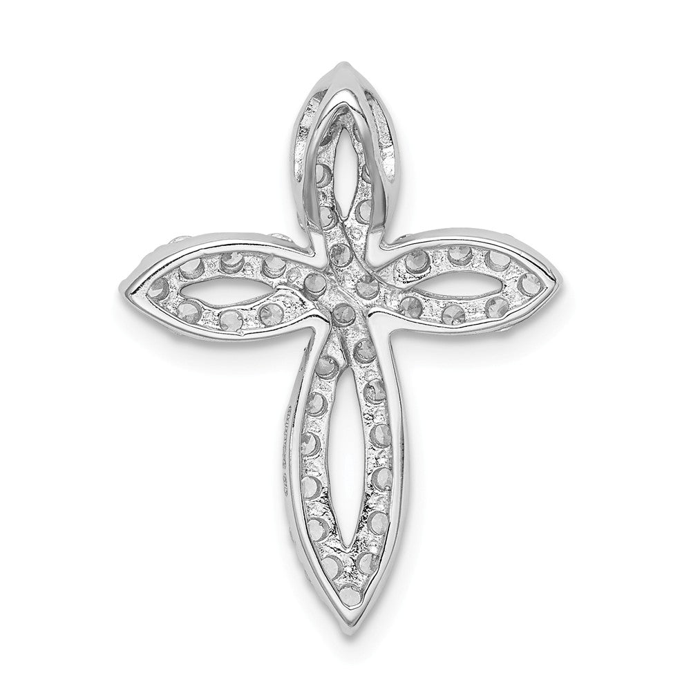 Million Charms 925 Sterling Silver Rhodium-Plated (Cubic Zirconia) CZ Passion Relgious Cross Pendant