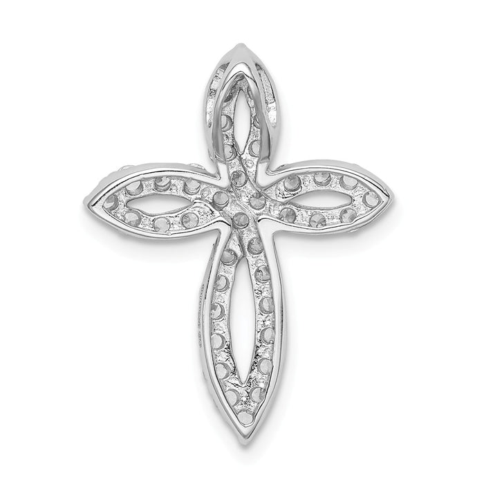 Million Charms 925 Sterling Silver Rhodium-Plated (Cubic Zirconia) CZ Passion Relgious Cross Pendant