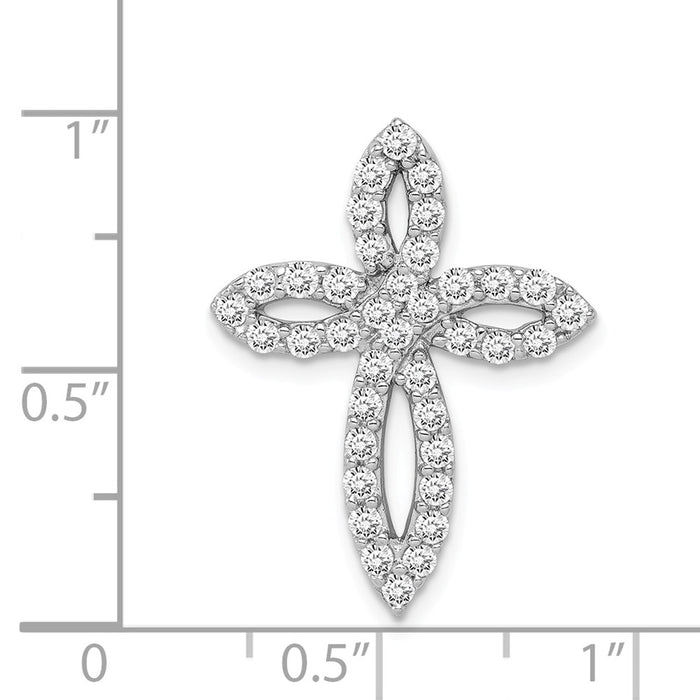 Million Charms 925 Sterling Silver Rhodium-Plated (Cubic Zirconia) CZ Passion Relgious Cross Pendant