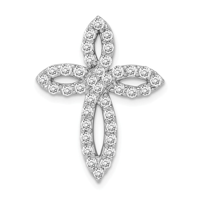 Million Charms 925 Sterling Silver Rhodium-Plated (Cubic Zirconia) CZ Passion Relgious Cross Pendant