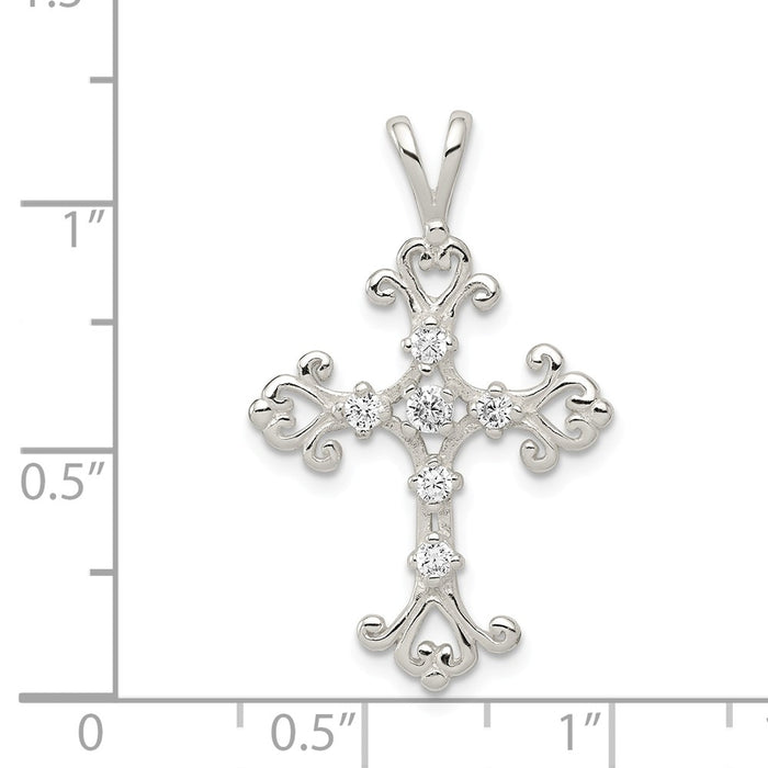 Million Charms 925 Sterling Silver (Cubic Zirconia) CZ Relgious Cross Pendant