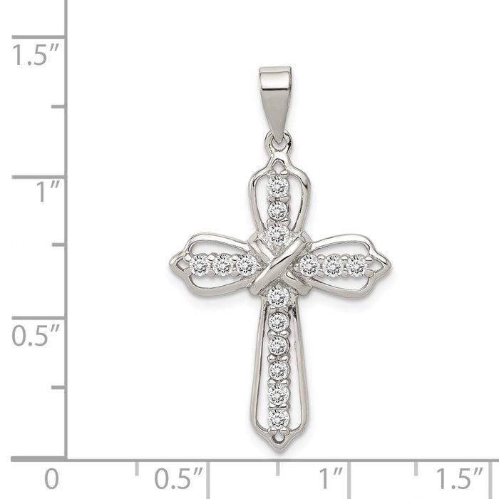 Million Charms 925 Sterling Silver (Cubic Zirconia) CZ Relgious Cross Pendant