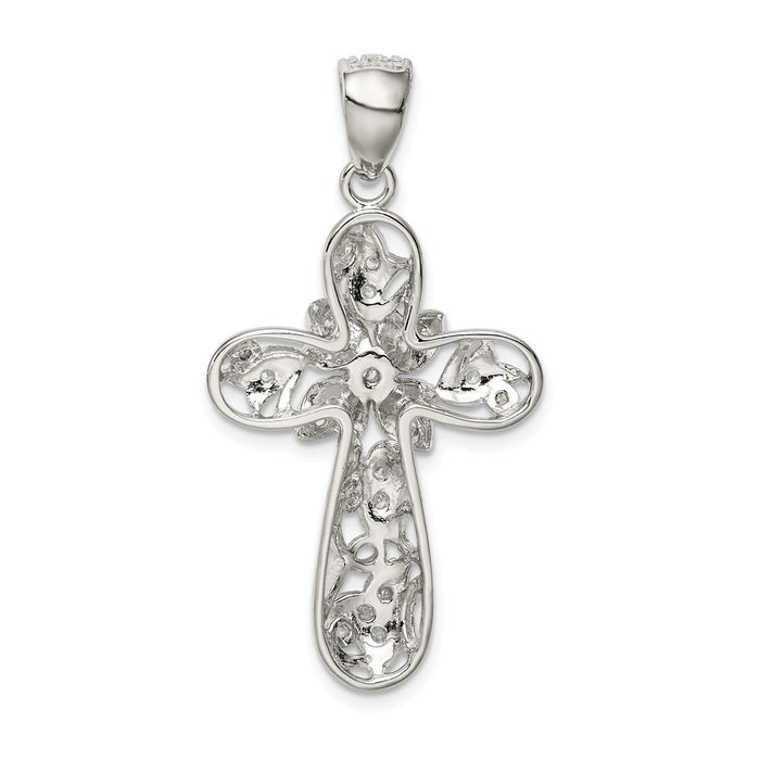 Million Charms 925 Sterling Silver (Cubic Zirconia) CZ Relgious Cross Pendant