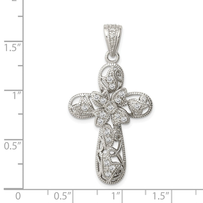 Million Charms 925 Sterling Silver (Cubic Zirconia) CZ Relgious Cross Pendant