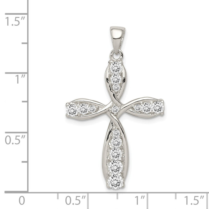 Million Charms 925 Sterling Silver (Cubic Zirconia) CZ Relgious Cross Pendant