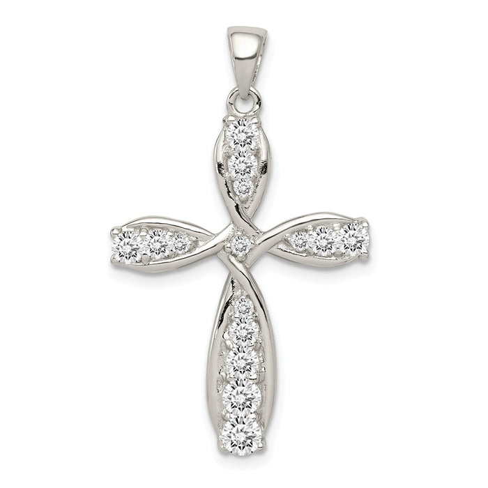 Million Charms 925 Sterling Silver (Cubic Zirconia) CZ Relgious Cross Pendant