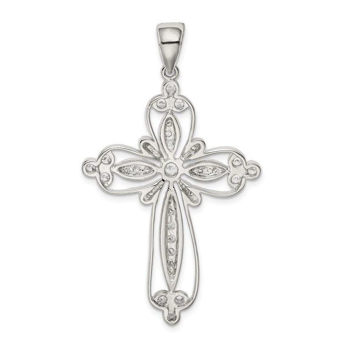 Million Charms 925 Sterling Silver (Cubic Zirconia) CZ Filigree Relgious Cross Pendant