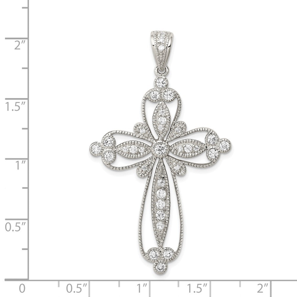 Million Charms 925 Sterling Silver (Cubic Zirconia) CZ Filigree Relgious Cross Pendant