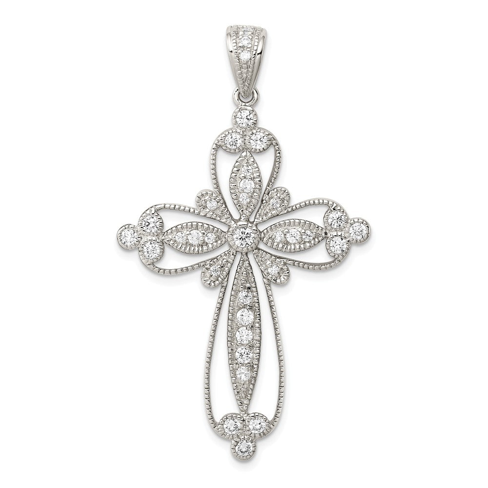 Million Charms 925 Sterling Silver (Cubic Zirconia) CZ Filigree Relgious Cross Pendant