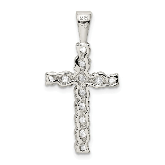 Million Charms 925 Sterling Silver (Cubic Zirconia) CZ Latin Relgious Cross Pendant