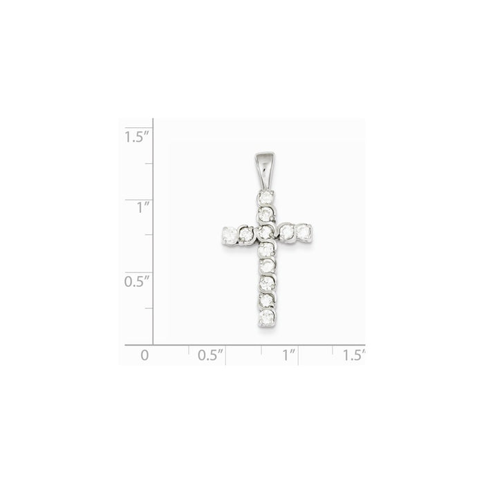 Million Charms 925 Sterling Silver (Cubic Zirconia) CZ Latin Relgious Cross Pendant