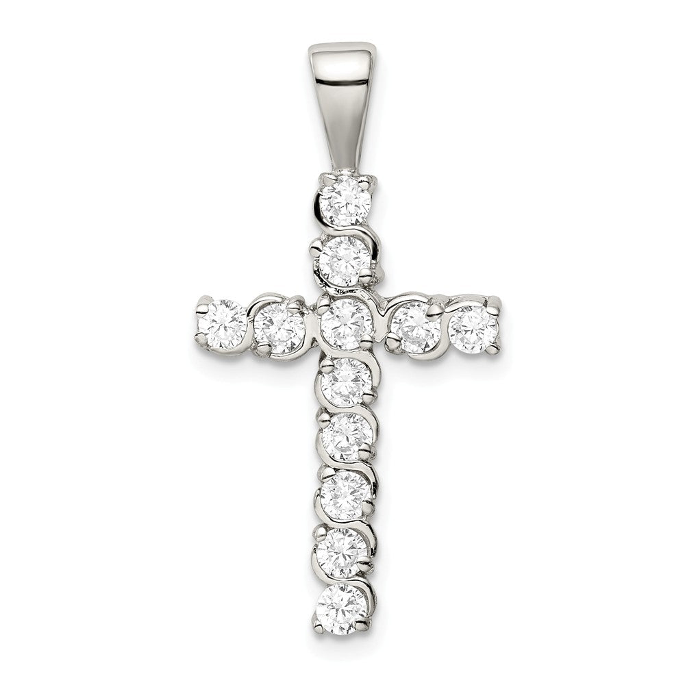 Million Charms 925 Sterling Silver (Cubic Zirconia) CZ Latin Relgious Cross Pendant
