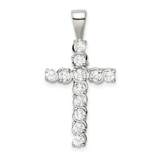 Million Charms 925 Sterling Silver (Cubic Zirconia) CZ Latin Relgious Cross Pendant