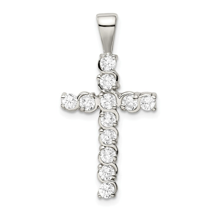 Million Charms 925 Sterling Silver (Cubic Zirconia) CZ Latin Relgious Cross Pendant