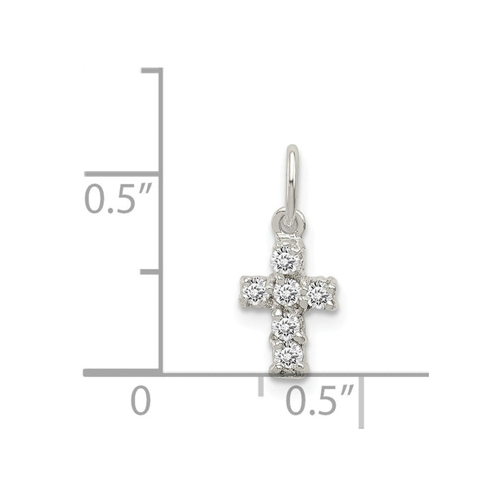 Million Charms 925 Sterling Silver (Cubic Zirconia) CZ Relgious Cross Charm